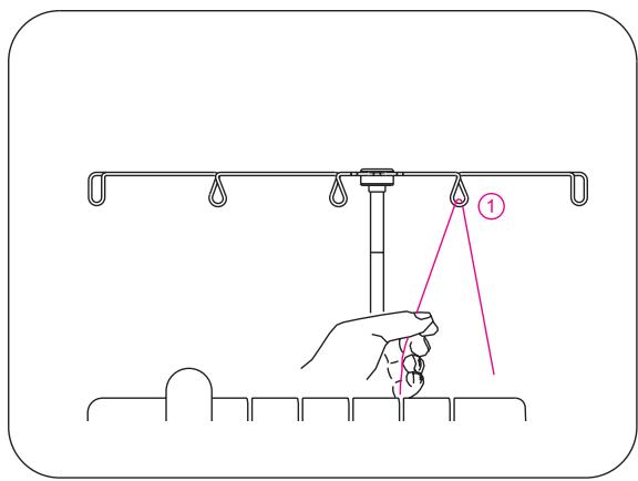 SINGER OVERLOCK PROFESSIONAL 5 - 2) Enfilage du boucleur inférieur (rouge) - 3