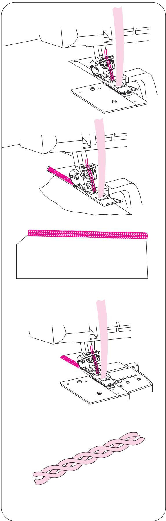 SINGER OVERLOCK PROFESSIONAL 5 - Réalisation d'une tresse decorative à partir de la chainette de surjet - 1