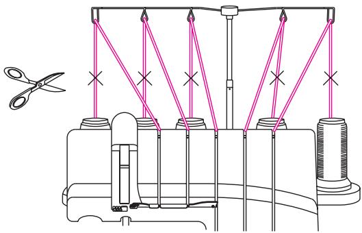 SINGER OVERLOCK PROFESSIONAL 5 - Comment changer les fils : méthode a nœuds - 1
