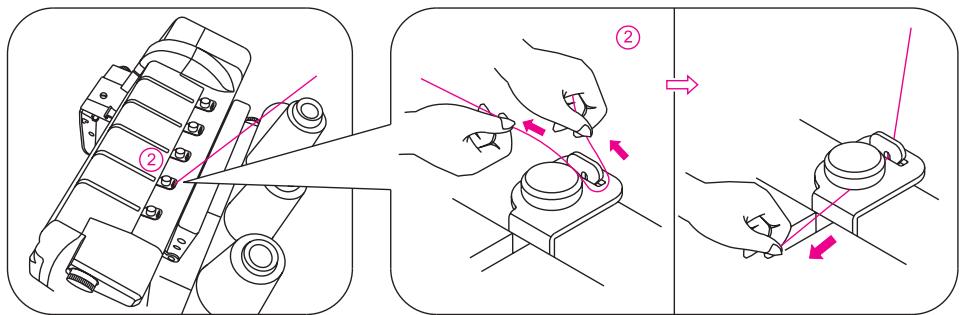 SINGER OVERLOCK PROFESSIONAL 5 - 2) Enfilage du boucleur inférieur (rouge) - 4