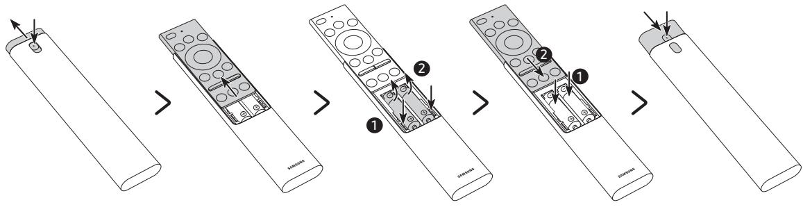 SAMSUNG QE65Q7F - Colocação de pilhas no Controlo Remoto Inteligente da Samsung - 1
