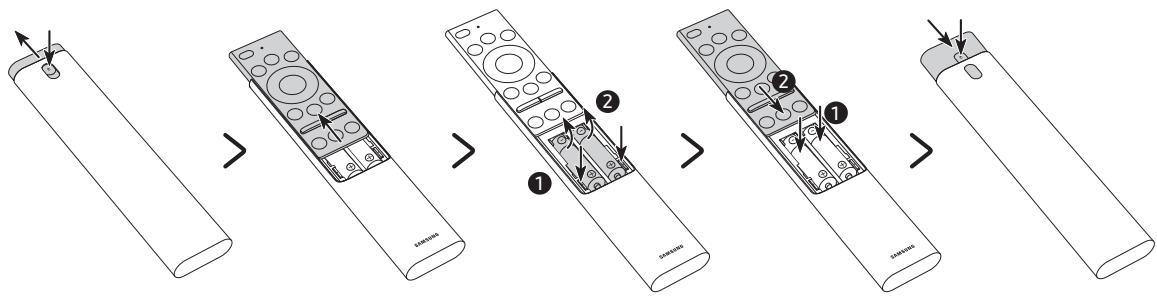 SAMSUNG QE65Q7F - Einsetzen der Batterien in die Samsung Smart Remote - 1