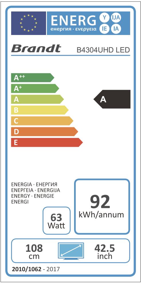 BRANDT B4304UHD - Étiquette-énergie - 1
