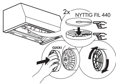 IKEA UPPFRISKANDE - Manutenzione del filtro al carbone (se la cappa è installata in modalità di ricircolo) - 1