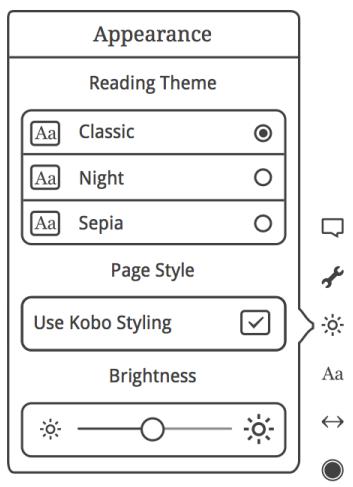 KOBO ARC 7 HD - Modifier l'apparance de la page - 1
