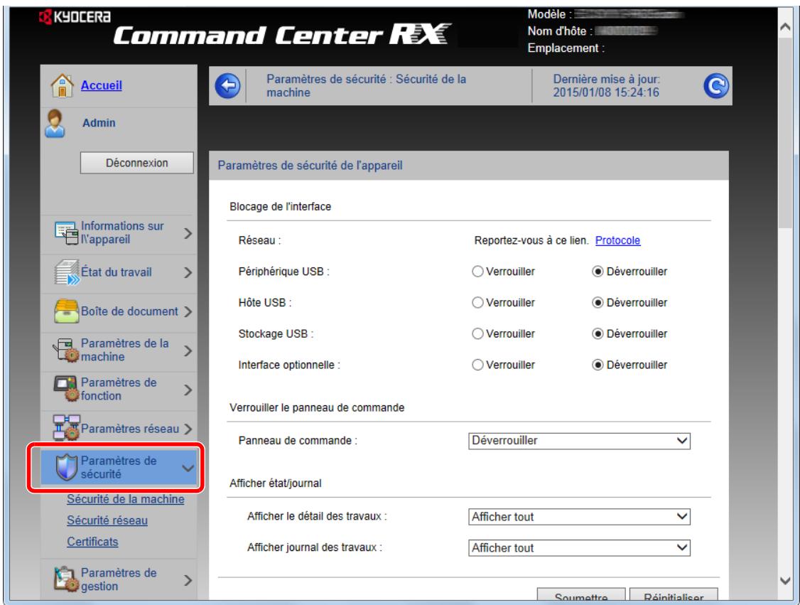 KYOCERA P6035CDN - Configurer les paramètres de sécurité. - 1