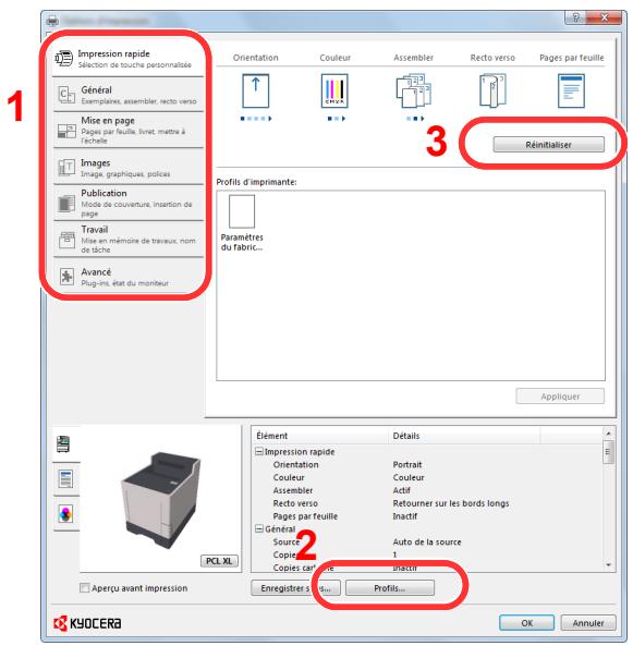 KYOCERA P6035CDN - Écran des paramètres d'impression du pilote d'imprimante - 1