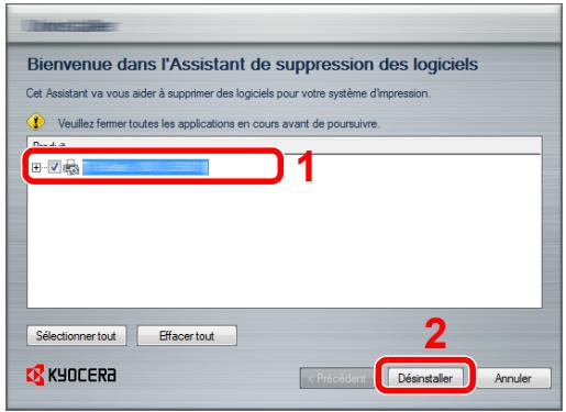 KYOCERA P6035CDN - Désinstaller le logiciel. - 1