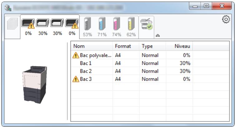 KYOCERA P6035CDN - Onglet État bac à papier - 1