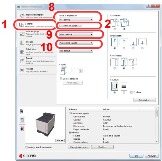 KYOCERA P6035CDN - Enregister le format de papier. - 1
