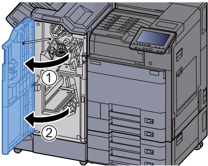 KYOCERA ECOSYS P4060DN - Ouvrir le capot avant 1 et 2 du module de finition. - 1