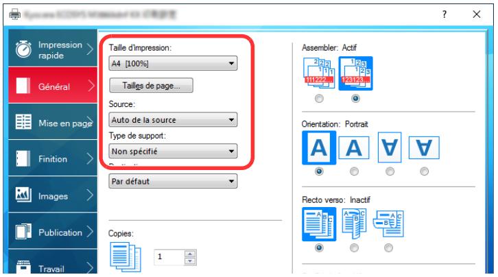 KYOCERA ECOSYS P4060DN - Sélectionner le format de papier et le type de papier au format non standard. - 2