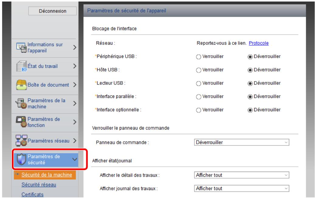 KYOCERA ECOSYS P4060DN - Configurer les paramètres de sécurité. - 1