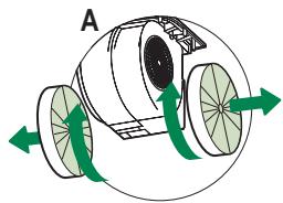 Diagram of a mechanical device with rotating wheels and green directional arrows indicating motion (no text or symbols)