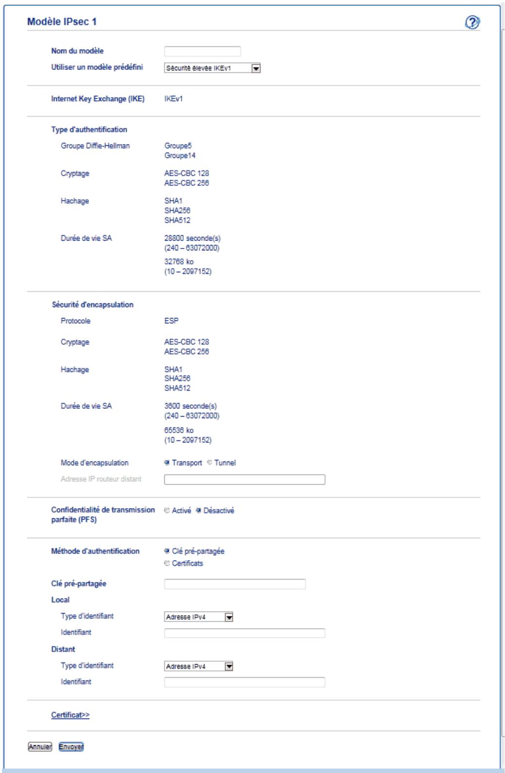 BROTHER HL-L6250DW - Configurer un modele IPsec à l'aide de la Gestion à partir du Web - 1
