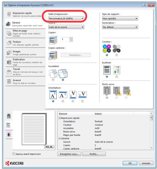 KYOCERA TASKALFA 4551CI - Réglage du format de papier d'impression. - 1