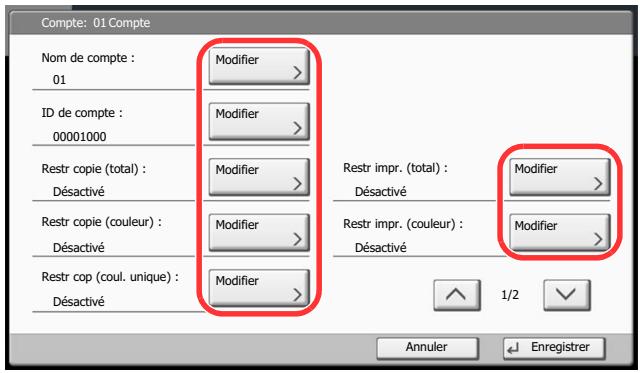 KYOCERA TASKALFA 4551CI - Modification des informations de compte - 1