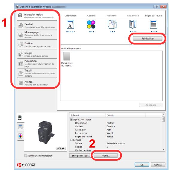 KYOCERA TASKALFA 4551CI - Écran des paramètres d'impression du pilote d'imprimante - 1