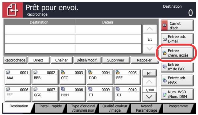KYOCERA TASKALFA 4551CI - Dans l'écran de base de la fonction envoi, appuyer sur [Entrée chem. accès]. - 1