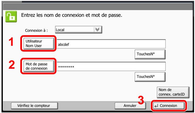 KYOCERA TASKALFA 4551CI - Saisir le nom d'utilisateur et le mot de passer pour la connexion. - 1