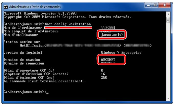 KYOCERA TASKALFA 4551CI - Vérifier le nom de Domaine et le nom d'utilisateur. - 1