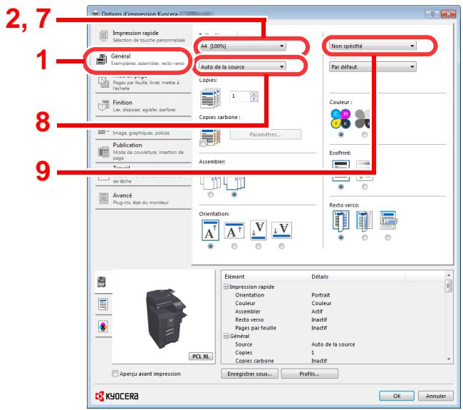 KYOCERA TASKALFA 4551CI - Enregister le format de papier. - 1