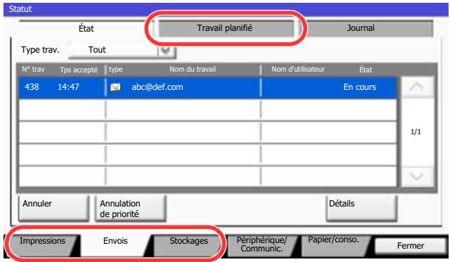 KYOCERA TASKALFA 4551CI - Appuyer sur l'onglet du travail à vérifier. - 1