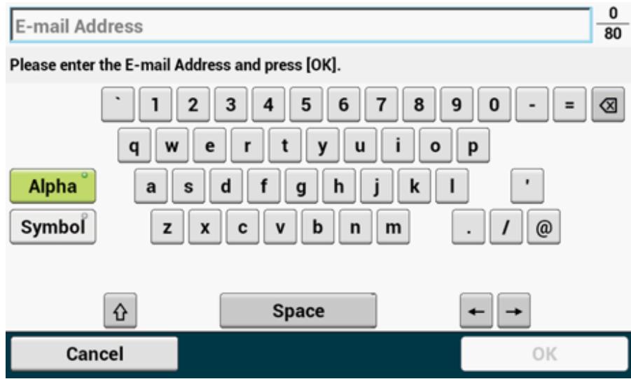 OKI ES5473MFP - Entering E-mail Address to Send E-mail - 5