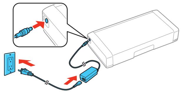 EPSON WF-110W - Chargement de la pile intégrée en utilisant l'adaptateur CA - 1