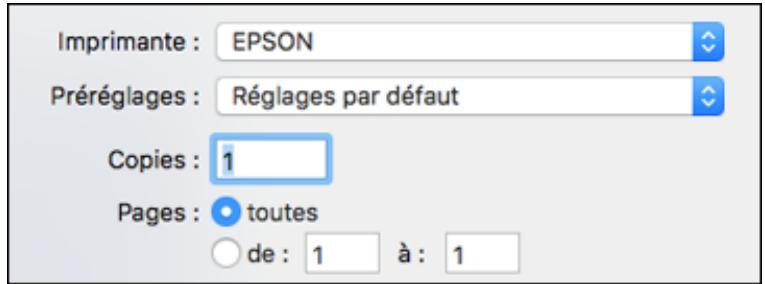 EPSON WF-110W - Sélection des paramètres d'impression de base - mac - 1