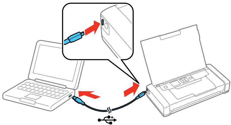 EPSON WF-110W - Chargement de la pile intégrée en utilisant un câble USB - 1