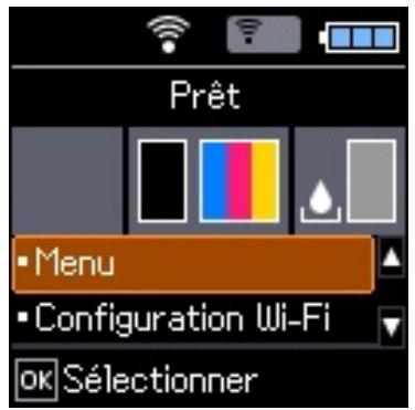 EPSON WF-110W - Vérification de l'état des cartouches et du boîtier de maintenance sur l'écran ACL - 1