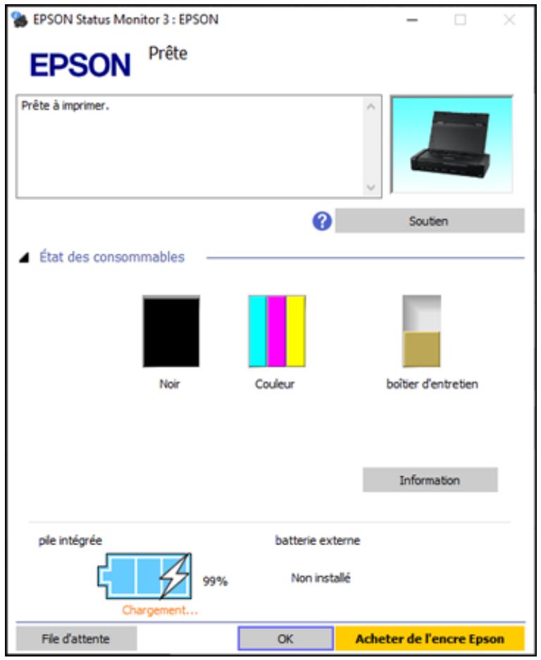 EPSON WF-110W - Vérification de l'état des cartouches et du boîtier de maintenance - windows - 1