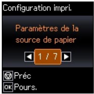 EPSON WF-110W - Sélection des paramètres papier - panneau de commande - 1