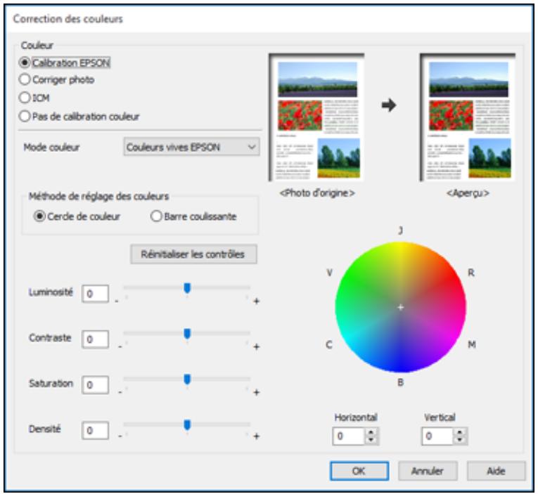 EPSON WF-110W - Options de correction des couleurs personnalisées - Windows - 1