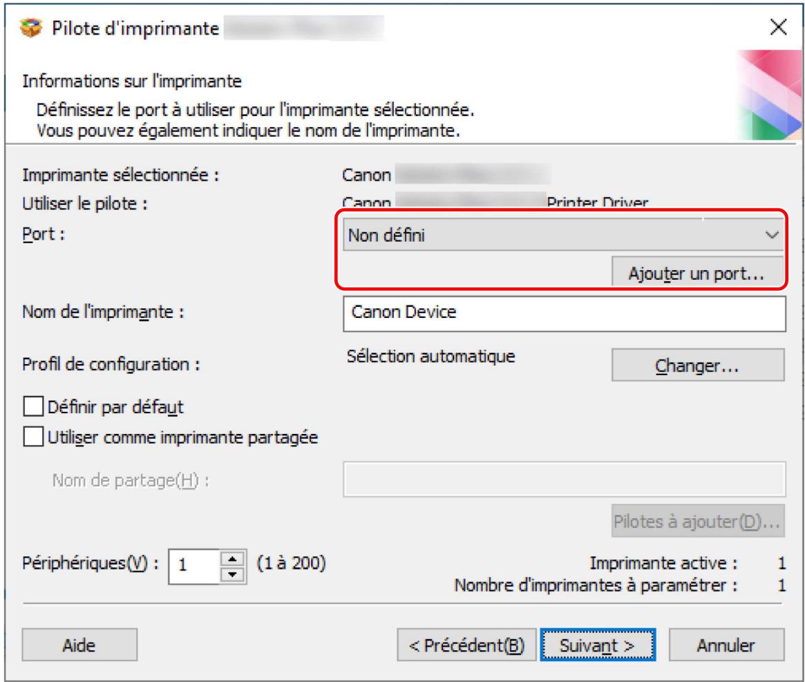 CANON I-SENSYS LBP-6650DN - Configurez le port. - 1