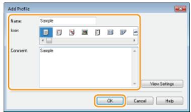 CANON LBP6040 - Enter a profile name in [Name], select an icon, and then click [OK]. - 1
