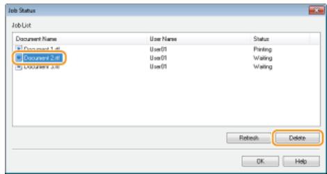 CANON LBP6040 - Select the document that you want to cancel, and click [Delete]. - 1
