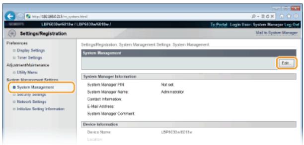 CANON LBP6040 - Click [System Management] [Edit]. - 1