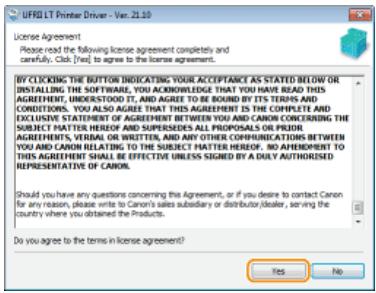 CANON LBP6040 - Read the License Agreement and click [Yes] to agree. - 1
