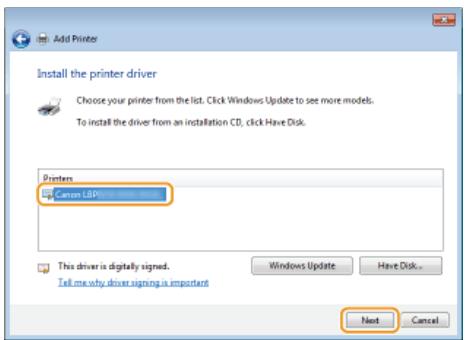 CANON LBP6040 - Select your printer, and click [Next]. - 1