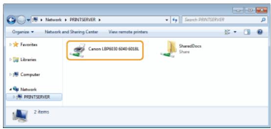 CANON LBP6040 - Select a print server from [Network] or [My Network Places]. - 2