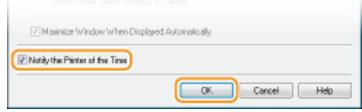CANON LBP6040 - Select the [Notify the Printer of the Time] check box and click [OK]. - 1