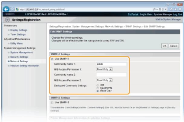 CANON LBP6040 - Specify SNMPv1 settings. - 1