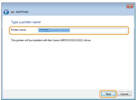 CANON LBP6040 - Change the printer name as necessary, and click [Next]. - 1