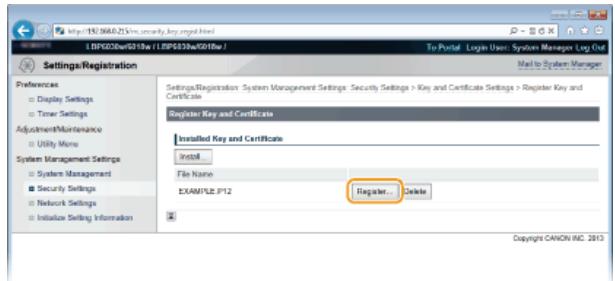 CANON LBP6040 - Click [Register] on the right of the key pair you want to register. - 1