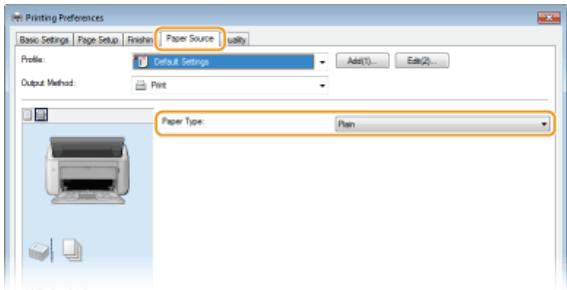 CANON LBP6040 - In the [Paper Source] tab, select the paper type. - 1