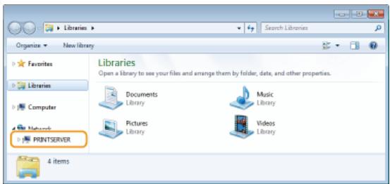 CANON LBP6040 - Select a print server from [Network] or [My Network Places]. - 1