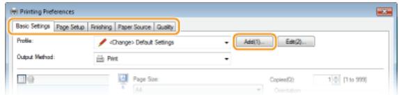 CANON LBP6040 - Change the settings that you want to register as a profile, and click [Add]. - 1
