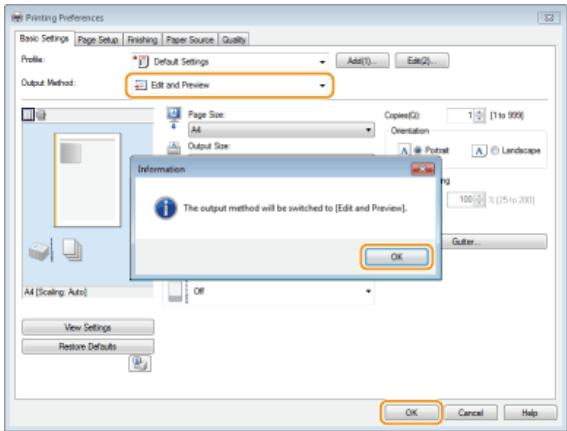 CANON LBP6040 - Select [Edit and Preview] in [Output Method]. - 1